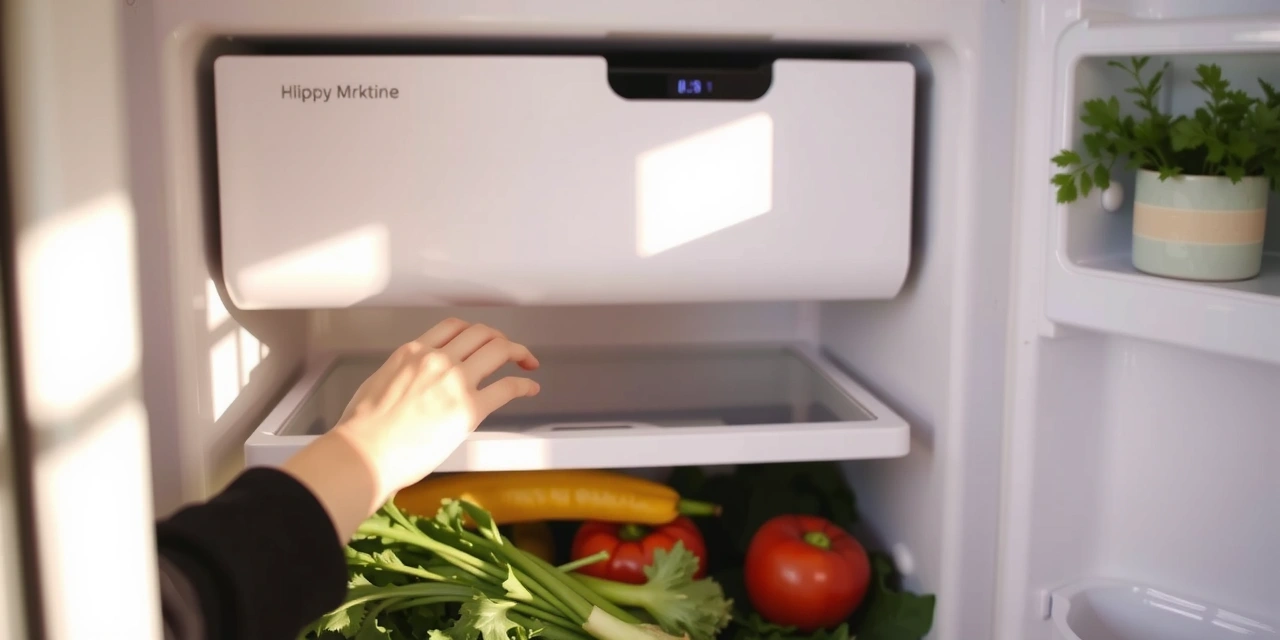 Hand greift nach Gemüse im Kühlschrank